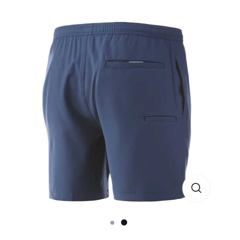 Huk Men's Navy Swim Trunks with Light Blue Drawstring